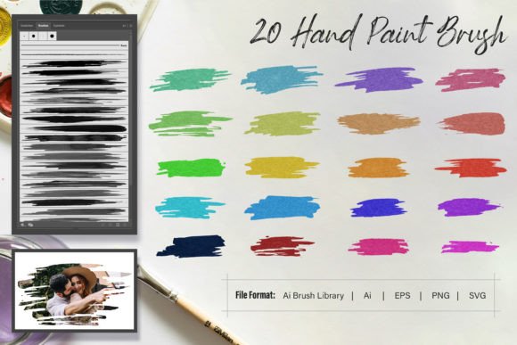 20 Grunge Paint Brush Stroke Collection Graphics for Decorative Elements