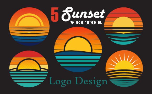 5 Sunset Vector Logo Design: A Graphic Asset for Local Branding