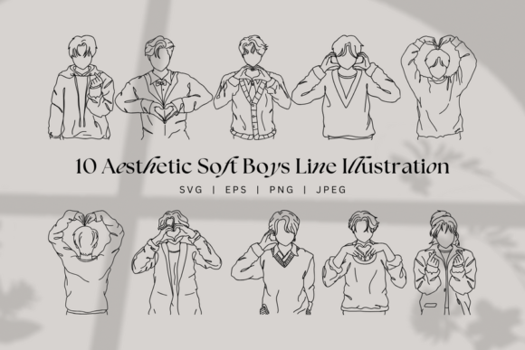 Aesthetic Boy Line Art Graphics for Modern Design