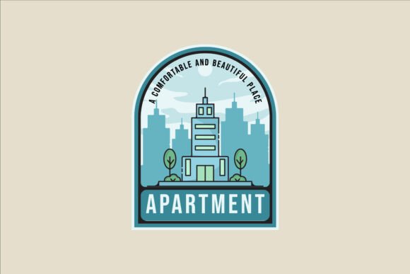 Apartment Building Emblem Logo Line Graphics