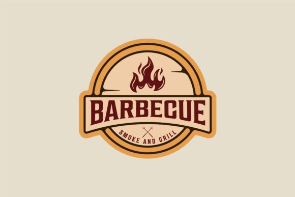 Barbecue Logo Emblem Vector for Web Design