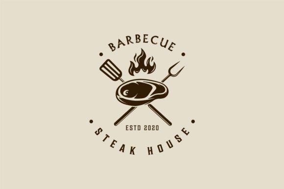 Barbecue Steak Logo Vintage Vector Graphics