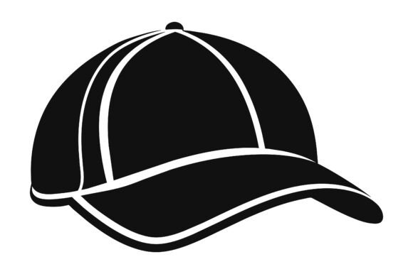 Black Silhouette Cap Design Vector Graphics for Print Materials Mockups