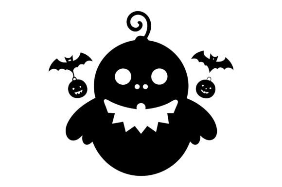 Cute Halloween Baby Ghost Silhouette Graphics for Print Materials Mockups