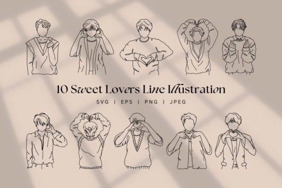 Cute Man Line Art Graphics for Soft Boy Aesthetic