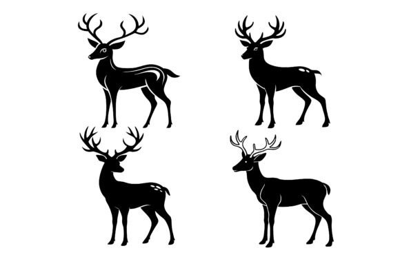 Deer Silhouette Vector Icon Bundle Graphics for Print Materials Mockups