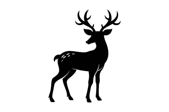 Deer Silhouette Vector Icon for Graphics and Print Materials Mockups