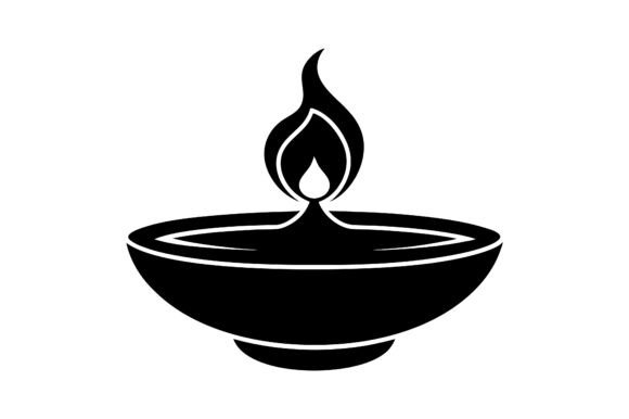 Diya Black Silhouette Design Graphics for Local Branding