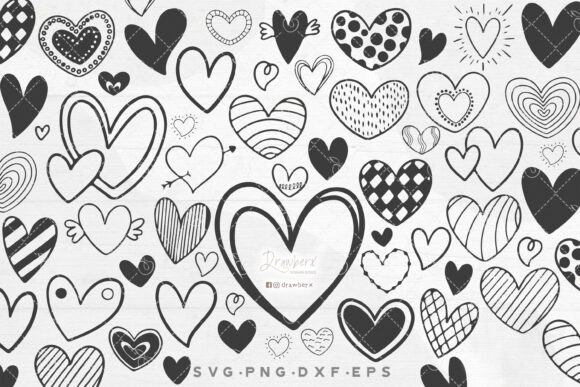 Doodle Hearts Svg, Valentines Hearts Out