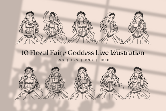 Floral Fairy Goddess Graphics for Digital Selling