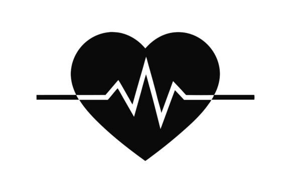 Heartbeat Silhouette Icon Vector Graphics for Print Materials Mockups