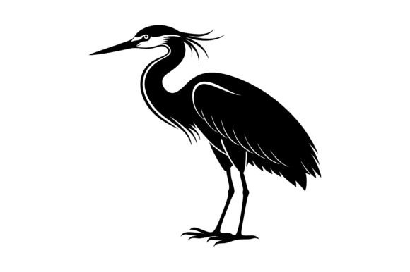 Heron Standing Silhouette Vector Icon