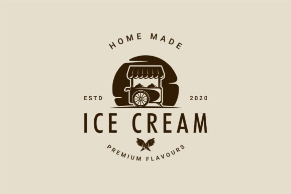 Ice Cream Cart Logo Vector Vintage Graphics