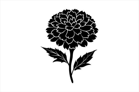 Marigold Flower Silhouette Icon Graphics for Print Materials Mockups