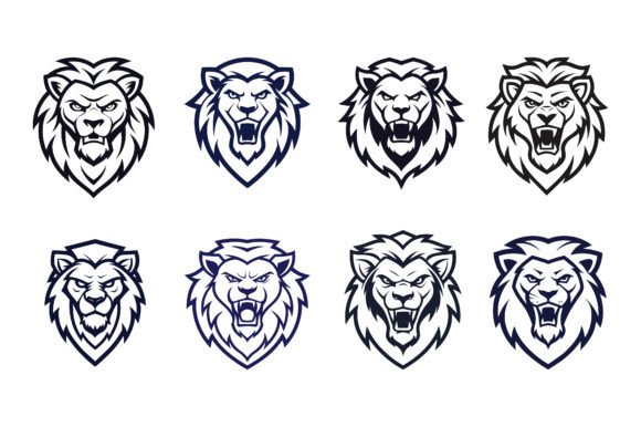 Minimalist Outline Angry Lion Logo Vector