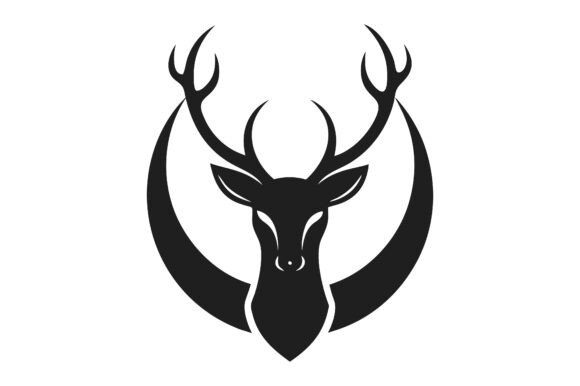 Moon Deer Head Icon Vector Graphics
