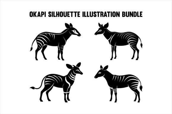 Okapi Silhouette Illustration Bundle