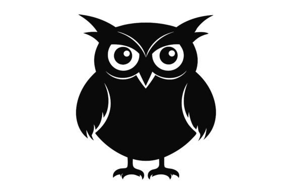 Owl Silhouette Vector Icon for Graphics and Print Materials Mockups