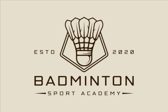 Shuttlecock of Badminton Logo Line Art
