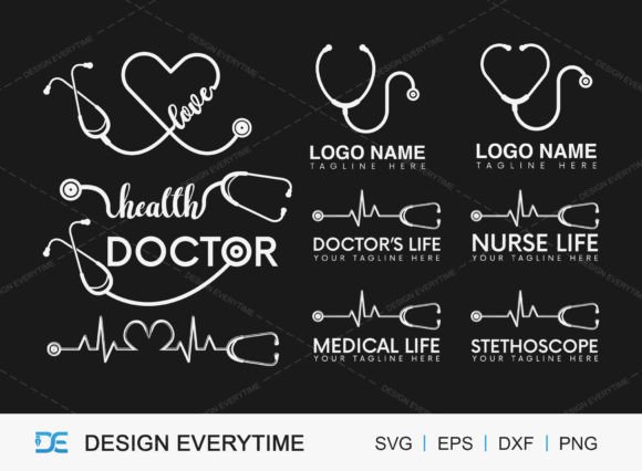 Stethoscope Medical Logo Design Bundle for Graphics and Crafts