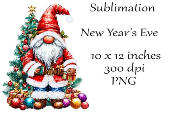 Sublimation New Year Gnome PNG for Graphic Design