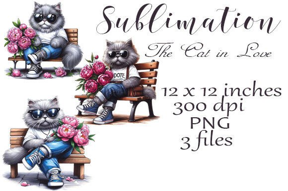 Sublimation of a Cat in Love Graphics