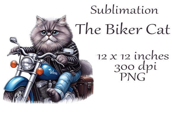 Sublimation Watercolor Biker Cat PNG: A Graphic Asset for Branding and Marketing