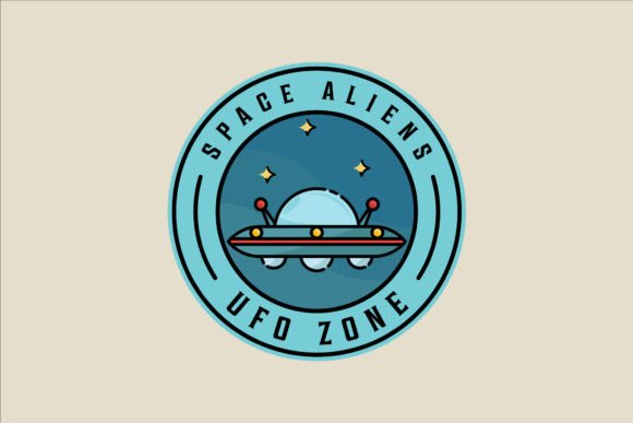 Ufo Space Ship Emblem Logo Vector Design