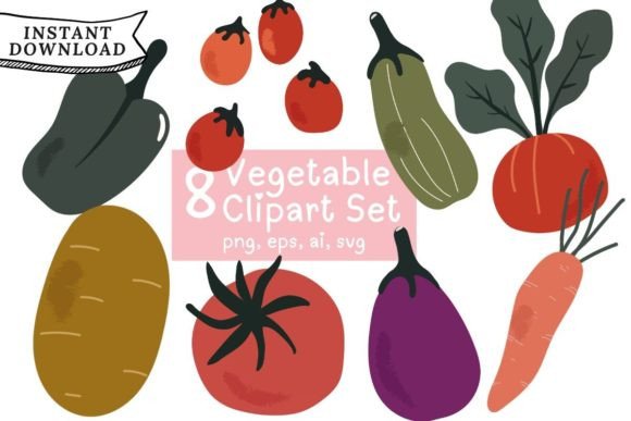 Vegetable Clipart Set for Crafting and Design