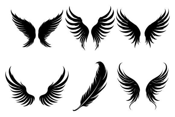 Wings Vector Silhouette Bundle Set for Graphics and Illustrations